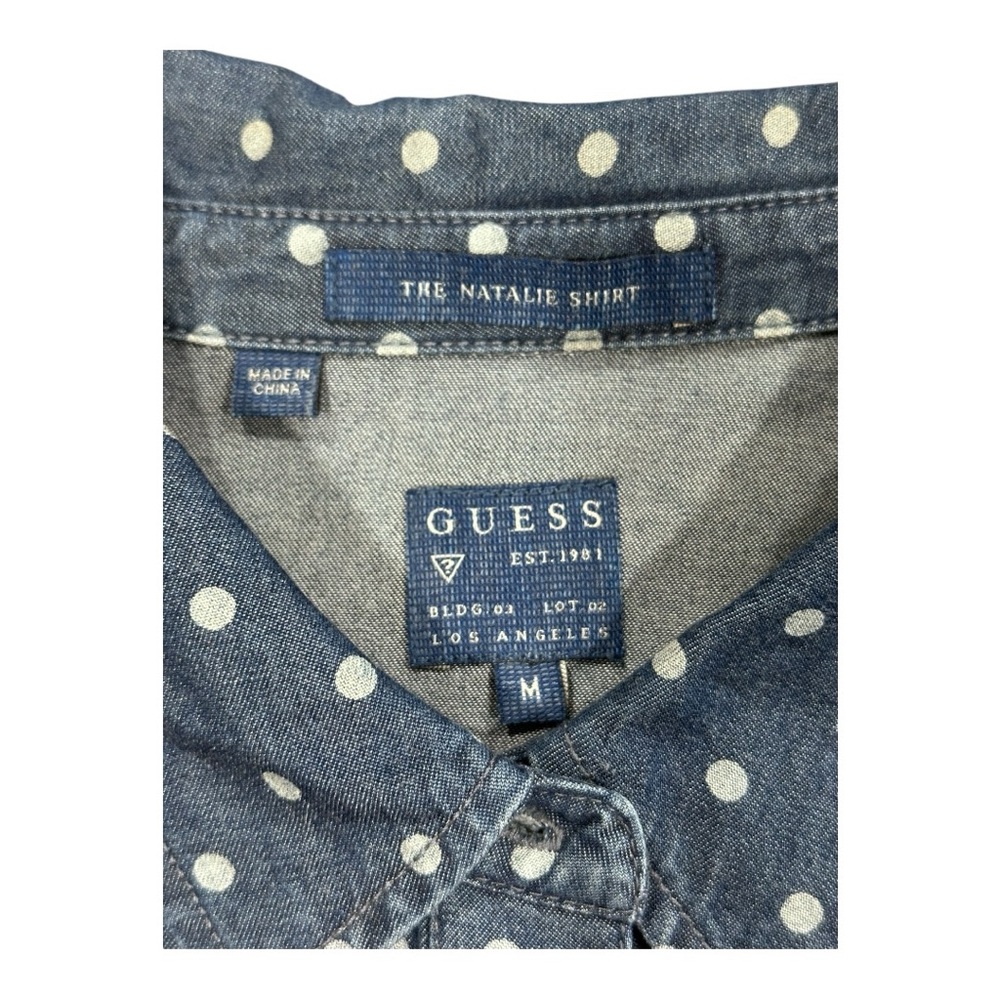 Guess “The Natalie Shirt”‎ Polka Dot Denim Button-Up | Women’s M - Picture 3 of 5